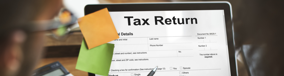A person completing a tax return online.