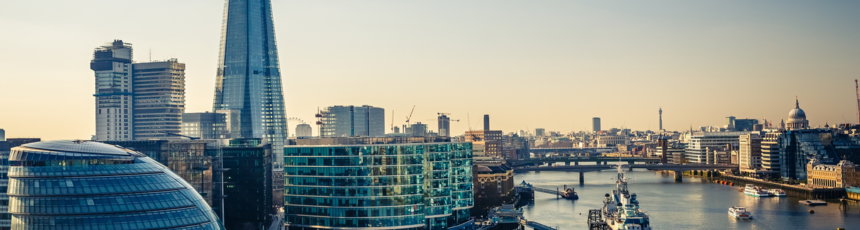 An aerial view of the Thames and London.