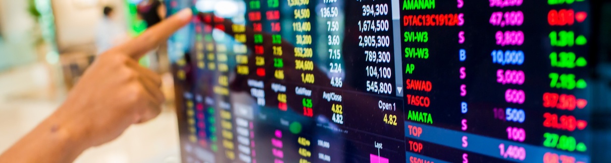 A screen displaying stock market data.