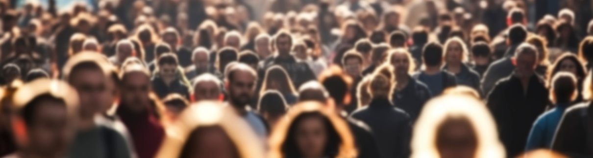 A crowd of people walking.