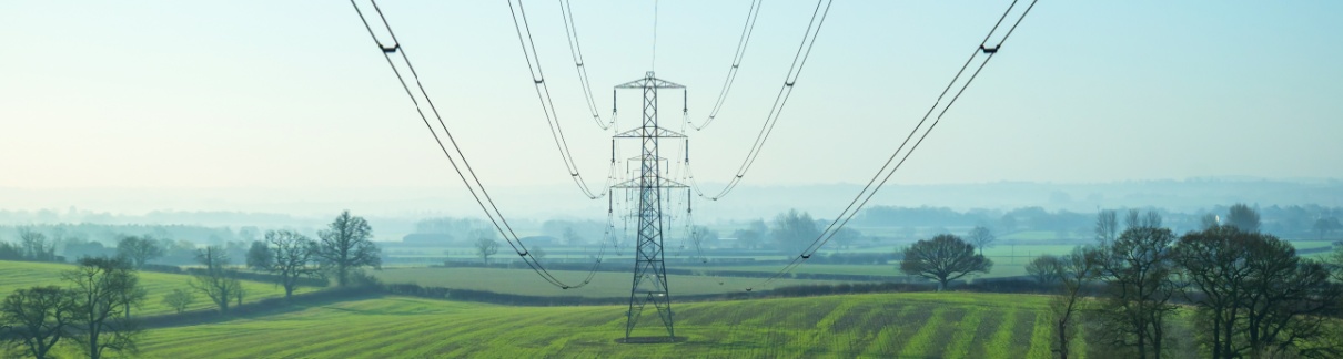 Power lines in Kent, UK.