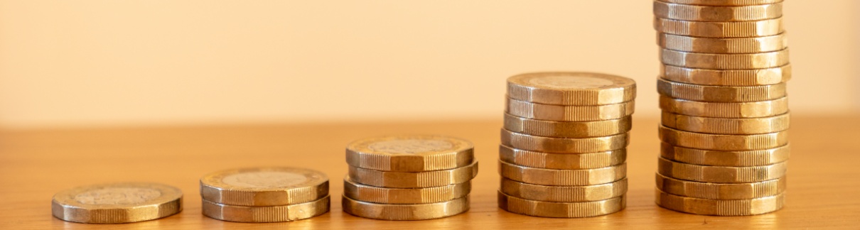 Stacks of £1 coins.