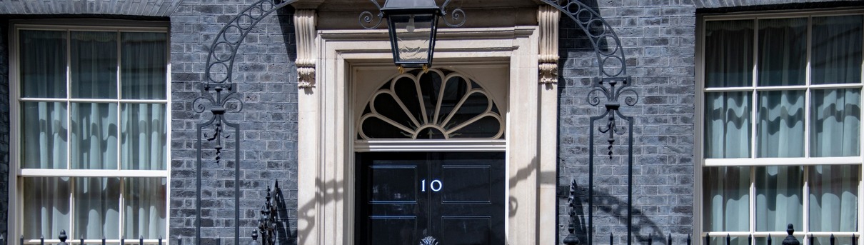 The outside of 10 Downing Street.