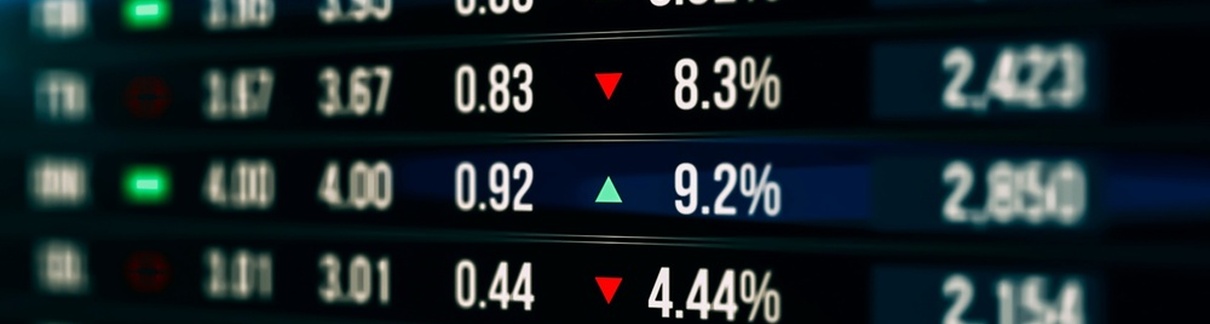 A screen showing stock market movements.
